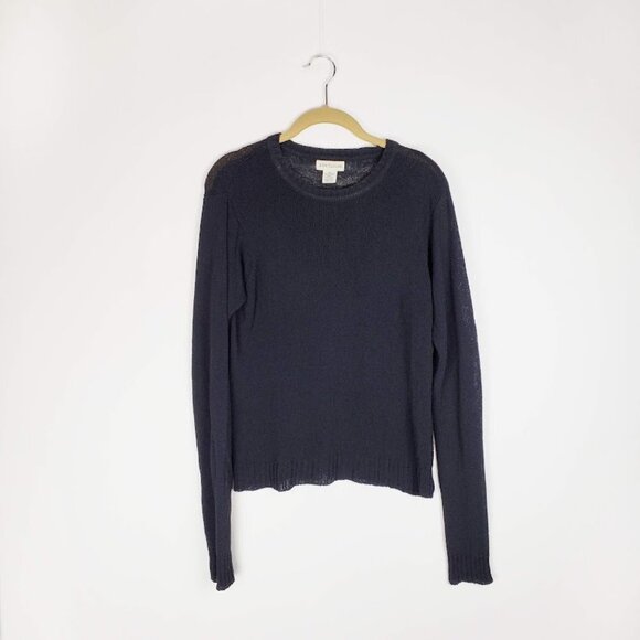 Ann Taylor Vintage Y2K Long Sleeve Top Black Textured Open Knit Sheer Size Small - Picture 5 of 5